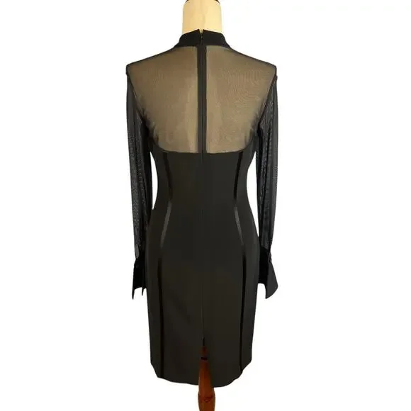 Oleg Cassini Black Tie Vintage Special Occasion Dress Long Sleeve Black Size 8 - Picture 6 of 7